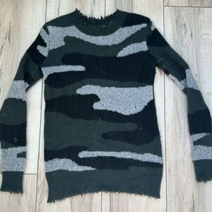 AQUA Cashmere 100% Cashmere Camo Distressed Sweater- S